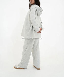 Completo Modesto a Tinta Unita per Donne Musulmane, Casual Autunnale, Elegante, Vestibilità Ampia, Traspirante, in Spandex/Cotone, <span class=keywords><strong>Giacca</strong></span> <span class=keywords><strong>e</strong></span> Pantaloni con Tasche, Comodo - Product Image 2