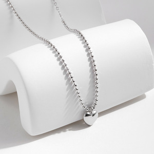 Bracelet à breloques en argent 925, cœur brillant, cœur gonflé, chaîne en argent, minimaliste, à porter tous les jours, bijoux unisexes - Product Image 3