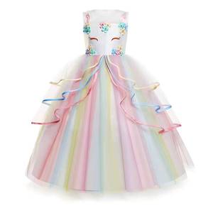 MS Birthday Party Gift <b>Girls</b> Princess <b>Dress</b> Ruffled Tulle Design <b>Girl's</b> Rainbow <b>Unicorn</b> Costume - Product Image 5