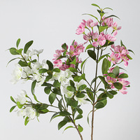 Fleurs artificielles de pêcher effet naturel, très demandées, imprimées en 3D, 5 branches, feuilles suspendues en forme de cloche, pour décoration intérieure