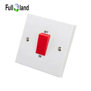 Interruptor de pared eléctrico, dispositivo con indicador, estándar británico, 1 gang, 45A, DP