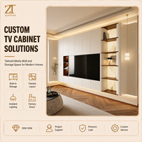Système mural TV de luxe moderne avec panneau incurvé radial et fond en marbre rétroéclairé, éclairage LED intégré, pour la décoration du salon de villa