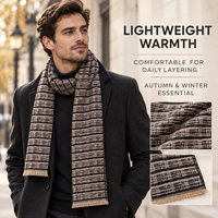 Écharpe tricotée haut de gamme en laine et viscose respirante pour homme, châle à carreaux polyvalent, cadeau pour petit ami