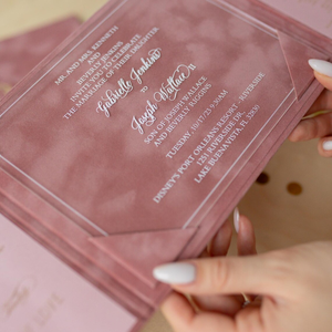 Pink Velvet Booklet Wedding <strong>Invitation</strong> Minimalist Wedding <strong>Invitation</strong> Stationery Quinceanera <strong>Graduation</strong> Funeral <strong>Invitation</strong> - Product Image 4