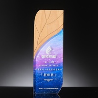 Trophée en bois et cristal personnalisé ZP, plaque gravée au laser, récompense, souvenir d'entreprise, prix pour souvenir d'entreprise
