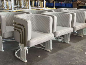 Luxury Beige Vertical Stitch Salon Guest <b>Chair</b> Gold Frame Matching Adjustable Technician <b>Chair</b> For Nail Salon Manicure Spa - Product Image 5