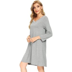 Conjunto de Camisón para Mujer, Camisón Personalizado de Manga Larga, Suave, Informal, de Punto, Mezcla de Bambú y Algodón - Product Image 4