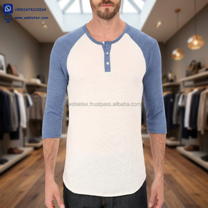 T-shirt Henley en tricot uni pour homme, 100% coton, service OEM - Product Image 3