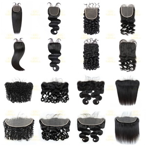 Giá Rẻ Thụy Sĩ Ren Tóc Giả/Đóng Campuchia Tóc Đóng Cửa, Brazil Tóc Xoăn Với Đóng Cửa, Lụa Đầu Ren Phía Trước Đóng Cửa Ướt Và Lượn Sóng - Product Image 4