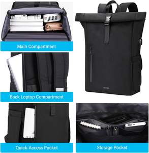 Free Sample Travel Roll Top <b>Backpack</b> New Waterproof Leather Foldable Mochilas Student Women's School <b>Laptop</b> <b>Backpacks</b> - Product Image 2