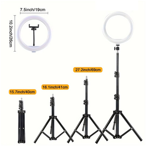 Luce ad Anello LED Mini da 10 Pollici Dimmerabile Bicolore con Supporto per Due Telefoni e Treppiede per TikTok, <span class=keywords><strong>YouTube</strong></span>, Streaming Live e Trucco - Product Image 2