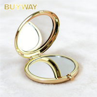 Vente en gros mignon mini miroir de poche compact personnalisable 2x logo personnalisé de poche en or pour fer à repasser sac à main personnalisé