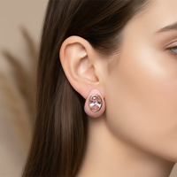 Anting-anting stud enamel warna-warni perak sterling 925 berlapis rhodium, motif bunga lucu untuk wanita dan perempuan, dijual.