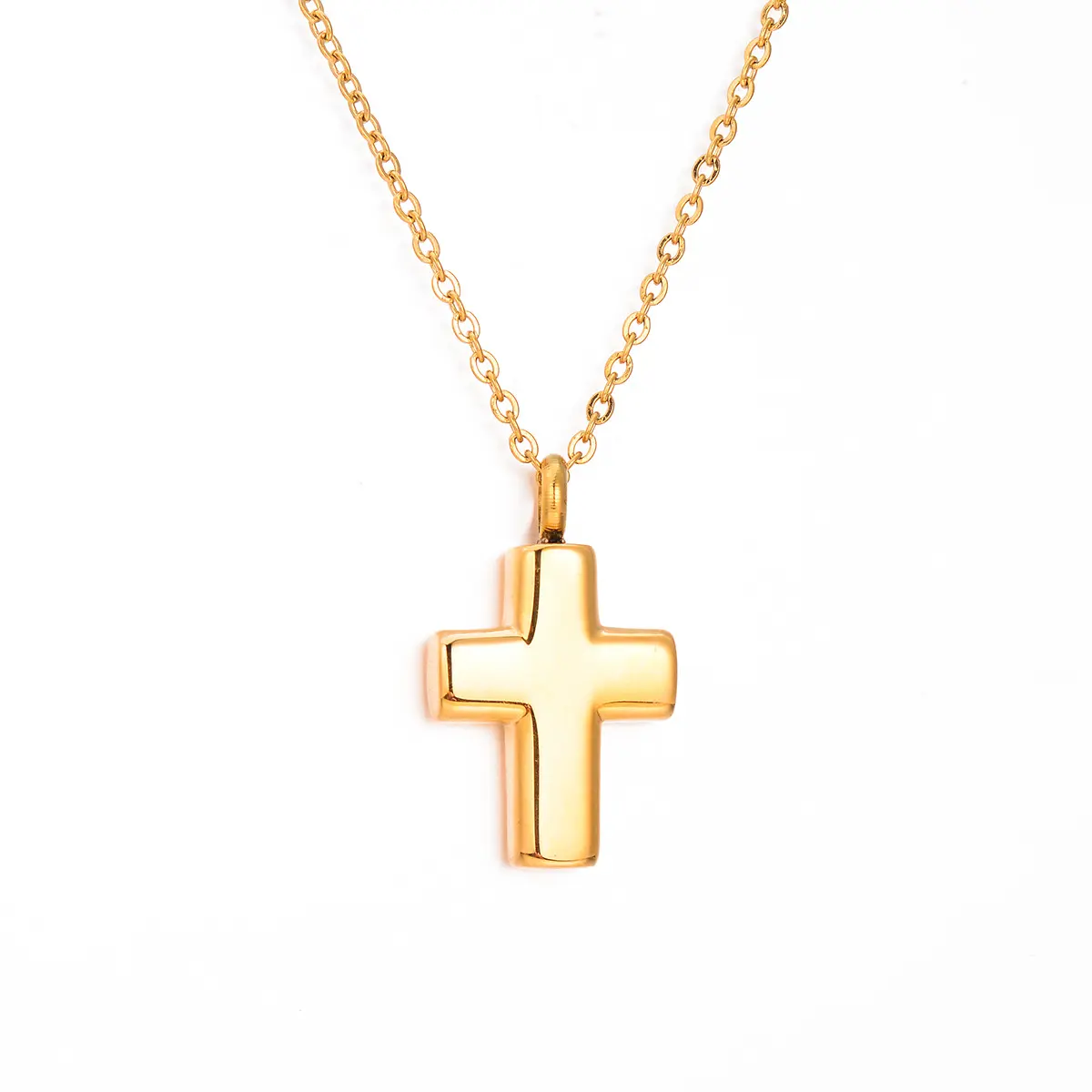 Wholesale Custom Bulk Stainless Steel Christian Jewelry Religious Small Cross Pendant Necklace 18K Gold Plated Women Jewelry