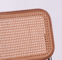 Chaise de salle à manger en bois Vintage, mi-siècle, sans accoudoirs, pour la maison, le café, le Restaurant, le rotin, cadre inoxydable, CNLF, vente en gros