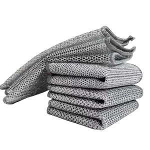 マイクロファイバー 両面 クリーニングクロス 正方形 食器洗い用ラグ メッシュワイヤー 傷がつかない 皿 シンク カウンター キッチンタオル - Product Image 4