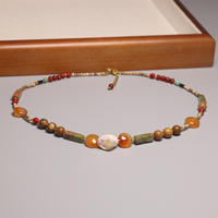 Style bohème colonne naturelle Unakite cornaline pierre collier à facettes image pierre perlée collier tour de cou pour femmes hommes