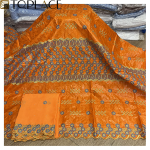 Tissu en Dentelle Polyester <span class=keywords><strong>Bazin</strong></span> <span class=keywords><strong>Riche</strong></span> Nigérian avec Pierres, Ensemble <span class=keywords><strong>Bazin</strong></span> Imprimé <span class=keywords><strong>2022</strong></span> pour Vêtements de Fête - Product Image 3