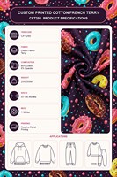 Tissu en molleton français 95% coton 5% élasthanne, imprimé numériquement réactif, motif donut, pour sweat-shirts