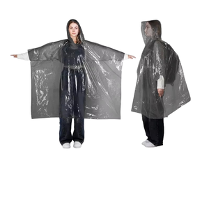 Disposable Lightweight Rainwear for Adults Emergency Hooded PE Rain <strong>Ponchos</strong> Waterproof <strong>Black</strong> <strong>Cape</strong> for Outdoor Use for Girls - Product Image 4