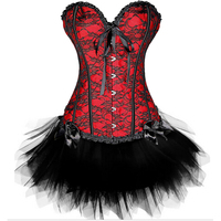 Femmes Sexy Burlesque Overbust Corset Bustier Top Avec Mini TuTu Jupe Fancy Dresses Costume Sexy Gothic Corsets Dress Ecoparty