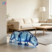 Escultura de Resina Transparente Ecológica con Diseño de Ondas 3D, Moderna y Creativa, Pintada a Mano, Duradera y Personalizable