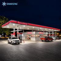 Panneaux de façade de remplacement personnalisés et système d'éclairage LED haute luminosité pour auvents de stations-service modulaires.