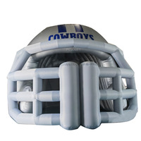 Casque de football gonflable géant personnalisé, tunnels à traverser, tente, casque de football gonflable argenté pour match de football