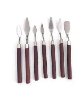 7pcs प्लास्टिक पैलेट चाकू सेट रंग मिश्रण लागू करने के लिए लचीला रंग पेंटिंग चाकू तेल एक्रिलिक पर कैनवास