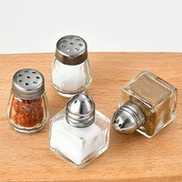 Bouteilles en verre transparentes miniatures carrées et rondes en gros, contenants en verre portables avec couvercle en aluminium pour le rangement en cuisine
