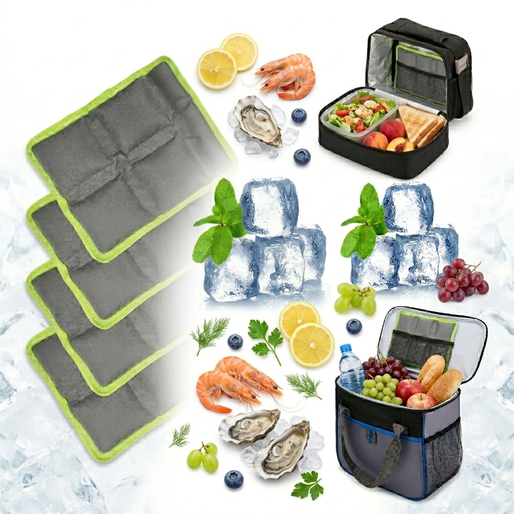 4 Pack Slim Cooler Ice Packs Reusable Lightweight Ice Pack for Lunch Boxes & Coolers, Non-Toxic Freezer Packs for Travel