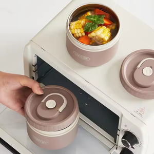 Custom Portable 304 Stainless Steel <b>Lunch</b> <b>Box</b> for Kids Kitchen Accessory Thermal Lunchbox Food Round Thermos Bento <b>Box</b> With Bag - Product Image 4