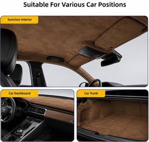 Tissu en daim brun foncé avec support en mousse pour toit de voiture, tissu composite avec support en mousse pour la décoration intérieure de voiture - Product Image 6