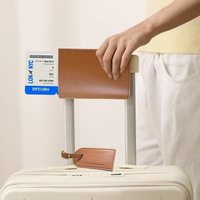 Porte-billets minimaliste de style coréen personnalisable, porte-passeport multifonctionnel en cuir PU, étiquette de bagage, boîte cadeau