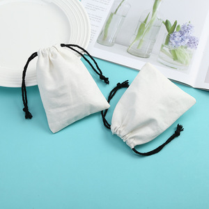 Bolsa pequeña de lona de algodón personalizada para embalaje de joyas, bolsa con cordón para regalo, anillo para pendientes, bolsas de muselina para polvo, bolsa de joyería con logotipo - Product Image 2