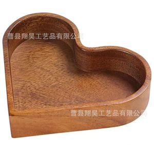 Wooden Heart Shaped Snack Box 4 Compartments Varnished <b>Storage</b> <b>Tray</b> For Candy And Dried Fruit - Product Image 4