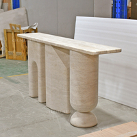 Table console moderne pliable en travertin OEM/ODM, extensible et convertible, pour salle à manger, entrée, appartement, école, atelier, maison