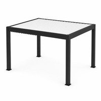 Pergola rétractable en aluminium de 180 cm avec drainage dissimulé, porte vitrée coupe-vent en option, auvent de terrasse résistant aux intempéries