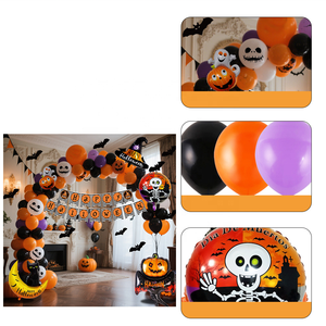 Kit de Décoration pour Fête d'Halloween : Chapeaux de Sorcière Adorables, Bannière Orange et Noire, Ballons, Décorations Visage Effrayant – Fournitures en Latex Durable - Product Image 6