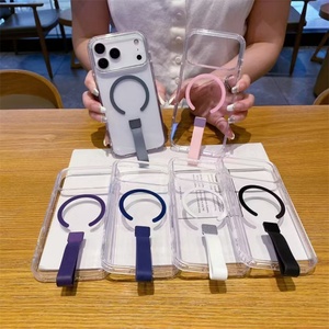 High Clear Magnet Magnetic Mobile Phone Case Cover for <b>iPhone</b> 12 13 Pro 14 15 Plus 16 17 Pro Max Cell Phone Cover with <b>Holder</b> - Product Image 1