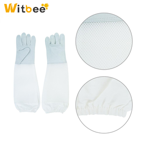 Gants d'apiculture professionnels Witbee BG-6 jaunes, anti-piqûres, en peau de mouton, manches respirantes en maille, longues manchettes élastiques, gants de sécurité - Product Image 4