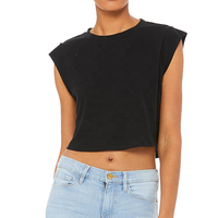 T-shirt haut court pour femme en coton polyester rayonne tri mélange tissu tricoté tenue décontracté avec logo décoration