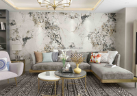 Panneau mural en placage de bois de charbon de bambou, effet marbre, imperméable, pour salon ou hôtel