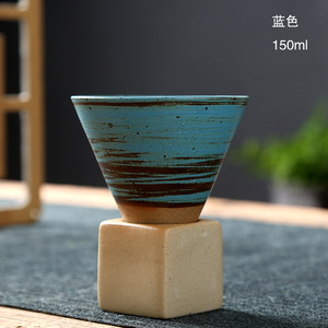 Mug en céramique grossière de style japonais, rétro, créatif, glaçure tirée à la main, poterie, tasse à café avec base - Product Image 3