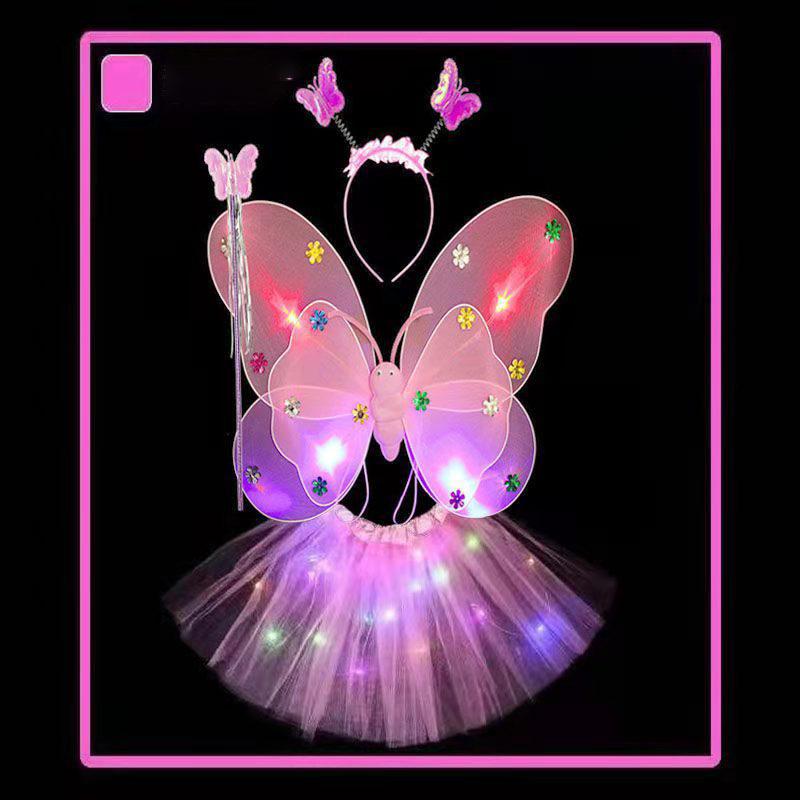 Set di ali doppie luminose di quattro rosa