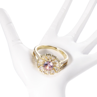 CM bijoux vente en gros vente directe en laiton plaqué or rose fleur mignon mode anneau haut 5A rond cubique zircone anneaux pour les femmes