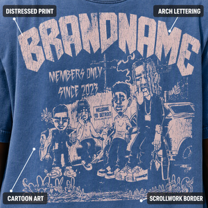 <span class=keywords><strong>T</strong></span>-<span class=keywords><strong>Shirt</strong></span> Oversize Personalizzata in Cotone Pesante 260GSM, Blu Lavato con Grafica Cartoon Vintage per <span class=keywords><strong>Uomo</strong></span>, Stile Urbano - Product Image 2