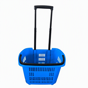 Keranjang Belanja Plastik Warna Kustom dengan Roda dan Gagang Teleskopik untuk Supermarket/Toko Kelontong - Product Image 2