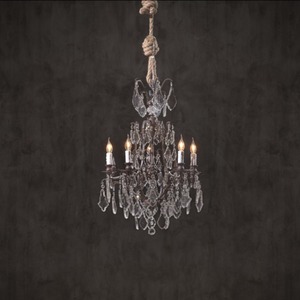 <span class=keywords><strong>Lampadario</strong></span> Elegante in Stile Francese, Portacandele Vintage in Vetro Champagne per Soggiorno e Ristorante, Lampada a Sospensione in Vetro Verde - Product Image 1