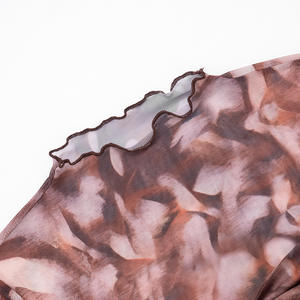 FloralCharm: Новый модный комплект из двух предметов с принтом, плиссировкой и длинными рукавами из сетчатой ткани для женской одежды - Product Image 6